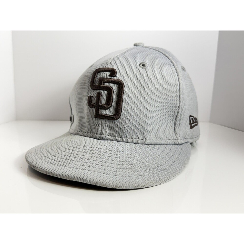 New Era 59FIFTY San Diego Padres MLB Gray Brown Fitted Hat Cap Size 7 55.8cm